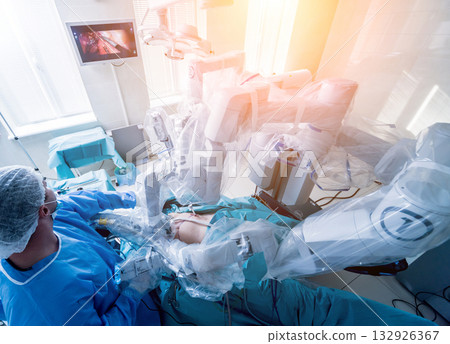 Modern surgical system. Medical robot. Minimally invasive robotic surgery. 132926367