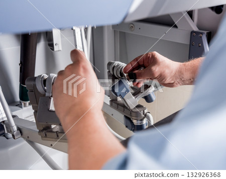 Modern surgical system. Medical robot. Minimally invasive robotic surgery. Modern surgical system. Medical robot. Minimally invasive robotic surgery. 132926368