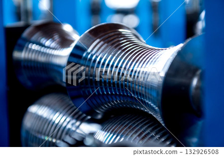 Metal sheet forming machine at the modern metalwork factory. Metal sheet forming machine at the modern metalwork factory. 132926508