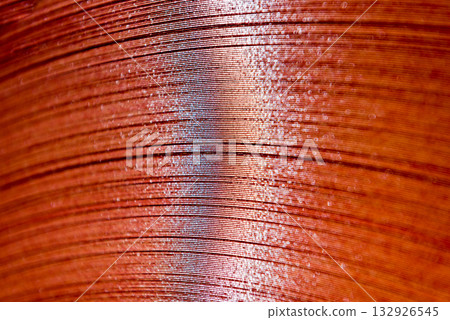Curved lines of rolled metal are made of sheet steel. 132926545