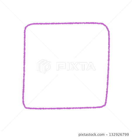 Hand drawn crayon square frame with an organic outline forms a rough border and empty background. Sketch style rectangle creates a modern text box or graphic label with artistic design. 132926799