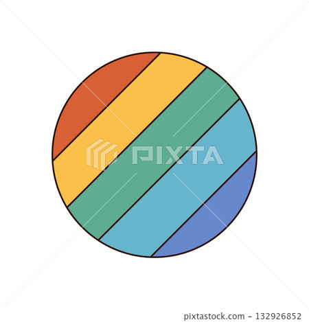 Groovy y2k abstract circle in flat style. Colorful geometric shape in retro blue stands as a groovy element and icon. Modern graphic symbol for artistic backgrounds and design concepts. 132926852