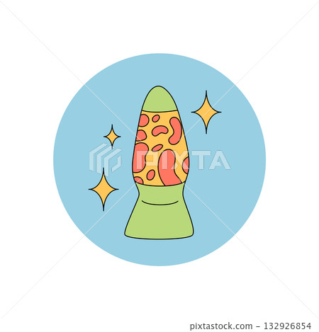 Groovy retro lava lamp sticker label in colorful circle shape. Funky package lid with y2k psychedelic graphic. Music and vintage inspiration for trendy playful product or creative emblem. Groovy retro lava lamp sticker label in colorful circle shape. Funky package lid with y2k psychedelic graphic. Music and vintage inspiration for trendy playful product or creative emblem. 132926854