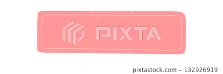 Hand drawn pink rectangle shape with organic form. Blob badge as a background and patch label. Soft banner and text area with a unique patch design, gentle organic style for branding or template. 132926919
