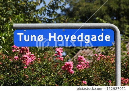 Tuno island main street road sign in Denmark Tuno island main street road sign in Denmark 132927051