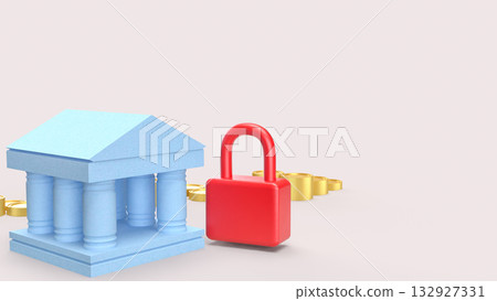 The Bank and Red Key for Business concept 3d Rendering. 132927331