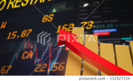 The Chart and arrow for Business concept 3d Rendering. 132927334