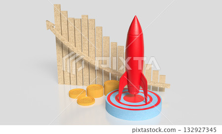 The Rocket on Target point for Business concept 3d Rendering. 132927345