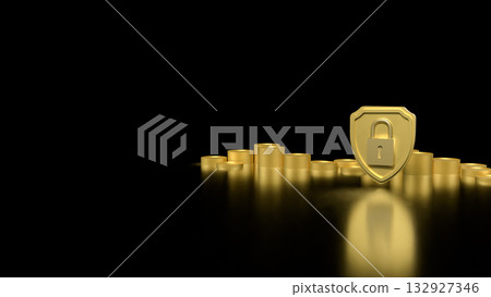 The Coins and Shield for Business or security concept 3d Rendering. The Coins and Shield for Business or security concept 3d Rendering. 132927346