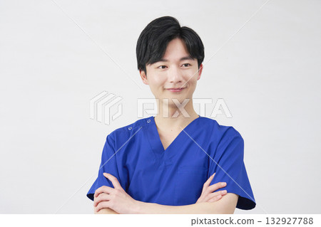 Doctor, nurse, dentist, caregiver male portrait white background 132927788