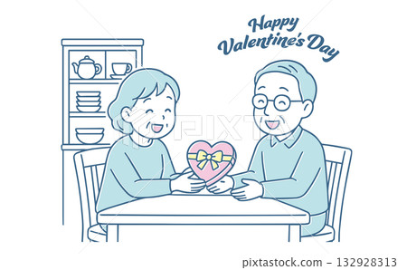 一對老年夫婦贈送情人節禮物 132928313