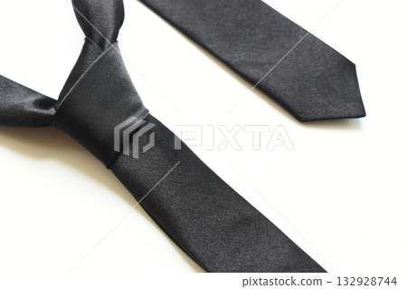 black necktie isolated on white background, father day concept and business style black necktie isolated on white background, father day concept and business style 132928744