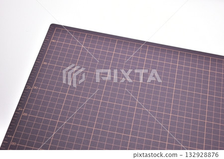 black cutting mat board on white background with line and scale measure guide pattern for art design 132928876