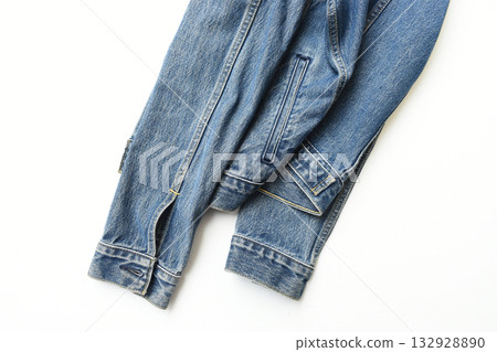 blue denim shirt texture isolated on white background, jean fashion style blue denim shirt texture isolated on white background, jean fashion style 132928890