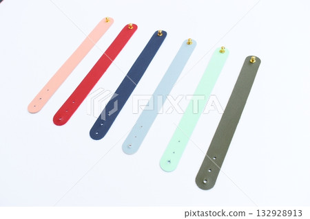 pastel colorful leather strap isolated on white background 132928913