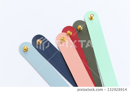pastel colorful leather strap isolated on white background 132928914