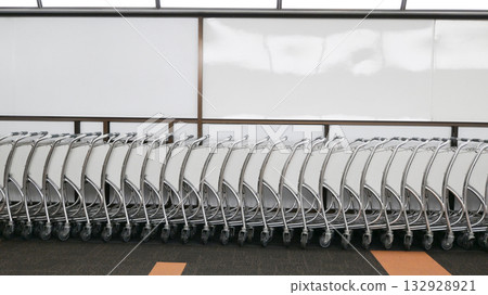white trolley cart in airport for tourist 132928921