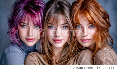 [髮型範本] 女性髮型模特兒美髮沙龍網路SNS美容形象 132929544