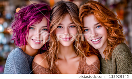 [髮型範本] 女性髮型模特兒美髮沙龍網路SNS美容形象 132929545