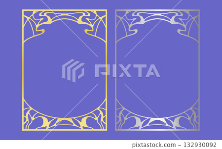 A gorgeous set of gold and silver Gothic-style frames. Gradient. A-size. A gorgeous set of gold and silver Gothic-style frames. Gradient. A-size. 132930092