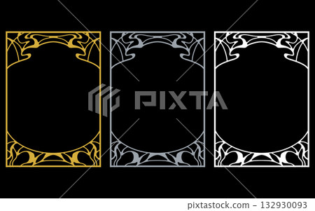 Art Nouveau frame set. Gold, silver, and white. A-size. Art Nouveau frame set. Gold, silver, and white. A-size. 132930093