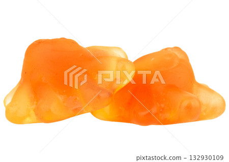 Orange Squid Jelly Gummy Candy Isolated on White Background 132930109