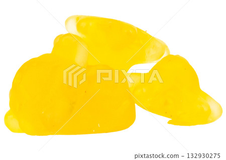 Pile of Yellow Jelly Gummy Candies Isolated on White Background Pile of Yellow Jelly Gummy Candies Isolated on White Background 132930275