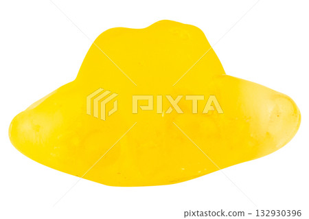 Yellow Giant Squid Shaped Jelly Candy on White Background Yellow Giant Squid Shaped Jelly Candy on White Background 132930396
