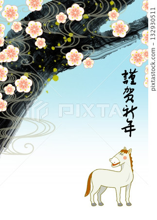 馬年新年賀卡 馬年新年賀卡素材插圖 132930511