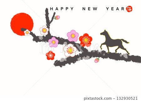 馬年新年賀卡 馬年新年賀卡素材插圖 馬年新年賀卡 馬年新年賀卡素材插圖 132930521