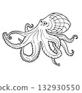 Octopus. Vector black engraving vintage illustrations. Vector illustration of octopus isolated on white background 132930550