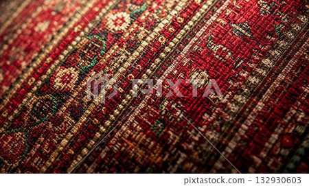 聖誕彩色布料背景：紅色和金色紋理 132930603