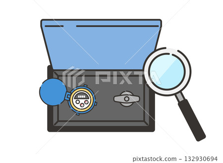 Illustration of checking the water meter box Illustration of checking the water meter box 132930694
