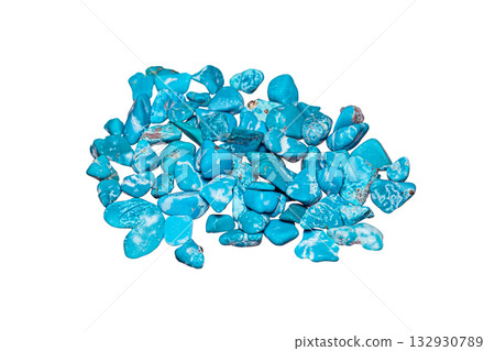 Blue turquoise gemstone on white background 132930789