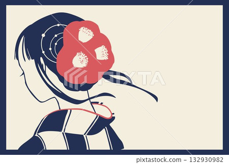 復古風格的向量插圖,描繪了一位穿著和服的女性,展現了她的上半身和背影。 復古風格的向量插圖,描繪了一位穿著和服的女性,展現了她的上半身和背影。 132930982