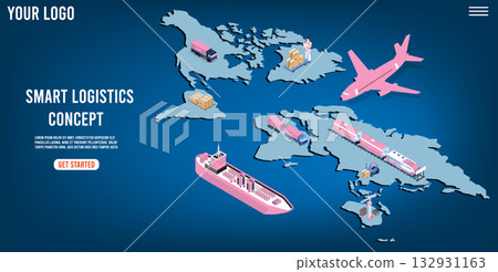 Isometric Global Logistics and Transportation Network 132931163