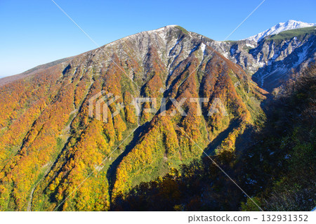 Spectacular view of snow-capped Mount Chokai from the Hokotate Parking Lot Observation Deck on the Chokai Blue Line, Akita Prefecture Spectacular view of snow-capped Mount Chokai from the Hokotate Parking Lot Observation Deck on the Chokai Blue Line, Akita Prefecture 132931352