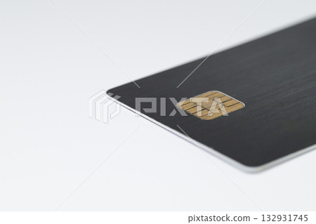 Close-up of a black card with an IC chip 132931745