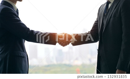 Group of business people shaking hands with city background Group of business people shaking hands with city background 132931835