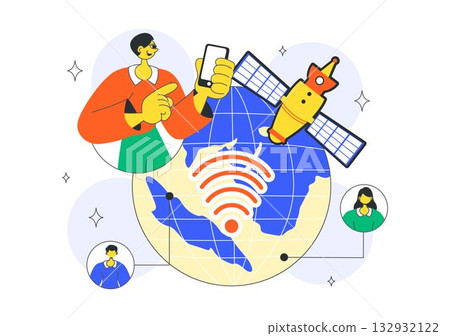 Global Internet Connection Vector Illustration Featuring Cloud Data Storage With Connectivity Communications Of Data Center For Cloud Computing 132932122