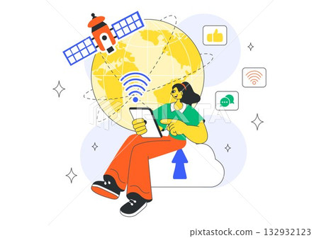 Global Internet Connection Vector Illustration Featuring Cloud Data Storage With Connectivity Communications Of Data Center For Cloud Computing 132932123