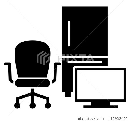 Furniture and appliances simple icons Furniture and appliances simple icons 132932401