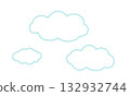 Simple fluffy cloud outline line drawing 132932744