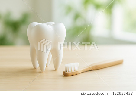 Dentist image: Tooth model and toothbrush 132933438