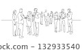 crowd people businessperson discussing outline sketch handdrawn 132933540