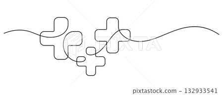 plus sign additional continuous line drawing minimalism decorative art 132933541