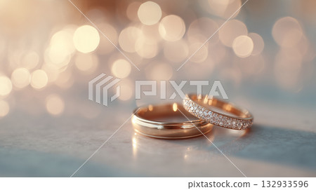 Wedding rings and bokeh light Wedding rings and bokeh light 132933596