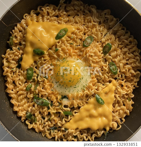 Shin Ramyun,close up of Ramyeon or Ramyun is a Korean-style soup noodle dish with a spicy flavor. Ramyeon or Korean instant noodles with egg - Korean food style Shin Ramyun,close up of Ramyeon or Ramyun is a Korean-style soup noodle dish with a spicy flavor. Ramyeon or Korean instant noodles with egg - Korean food style 132933851
