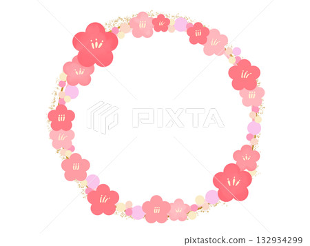 梅花圓形相框:新年賀卡,新年素材 梅花圓形相框:新年賀卡,新年素材 132934299