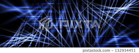 Speed rays, light neon flow, noise effect, blue glow speed lines, colorful light trails. Glitch screen bg. Abstract futuristic background, vector illustration. 132934451
